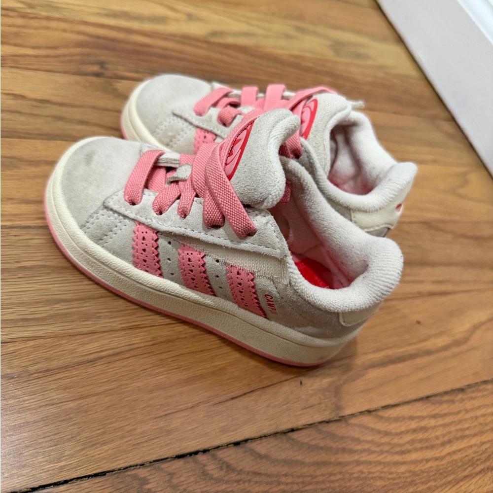 adidas Kids Cream and Pink Suede Sneakers